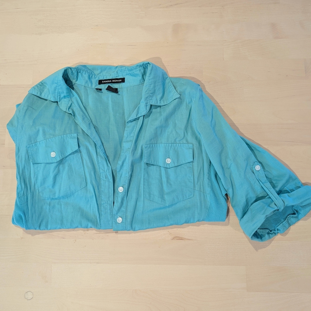 Sandra Ingrish Turquoise Button Down Shirt